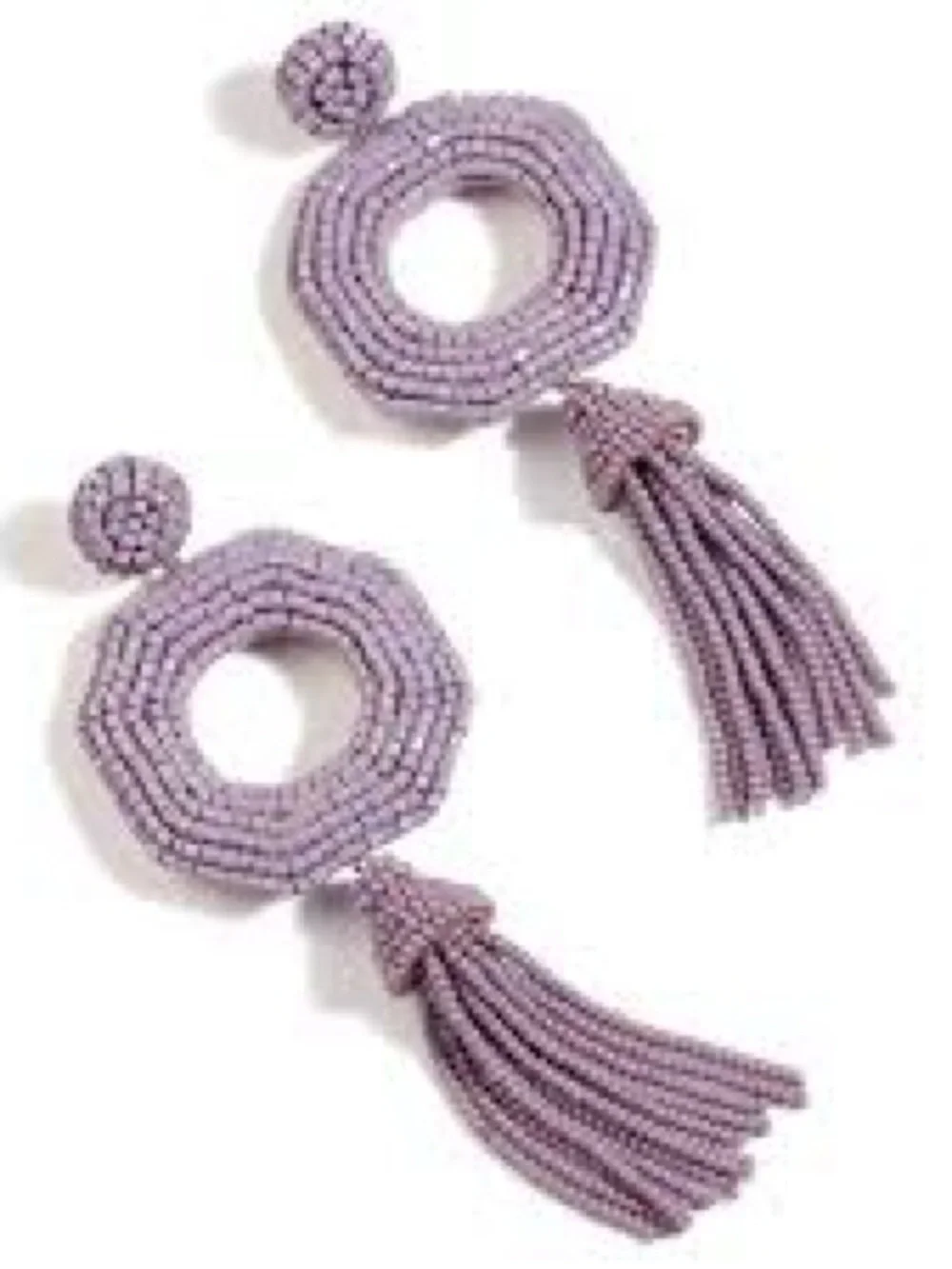 NWT - Deepa Gurnani - Lavender Lilac Artisanal Beaded Tassel Hoop Earrings